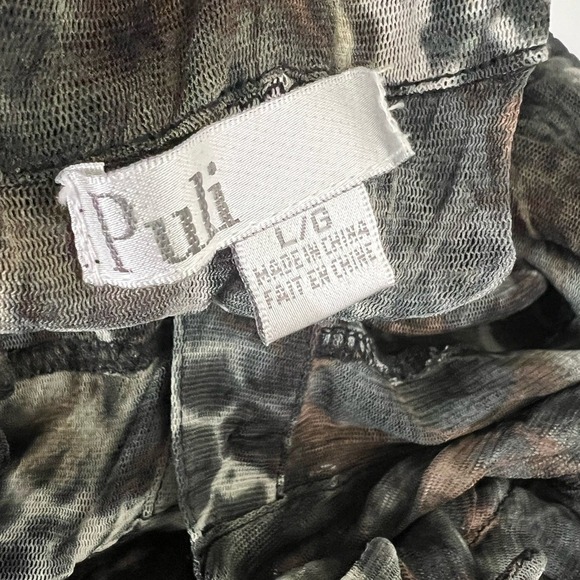 Puli Leopard Print Ruffle Tunic Dress L Sheer Boho Layered Hem Animal Print Top - Picture 3 of 10